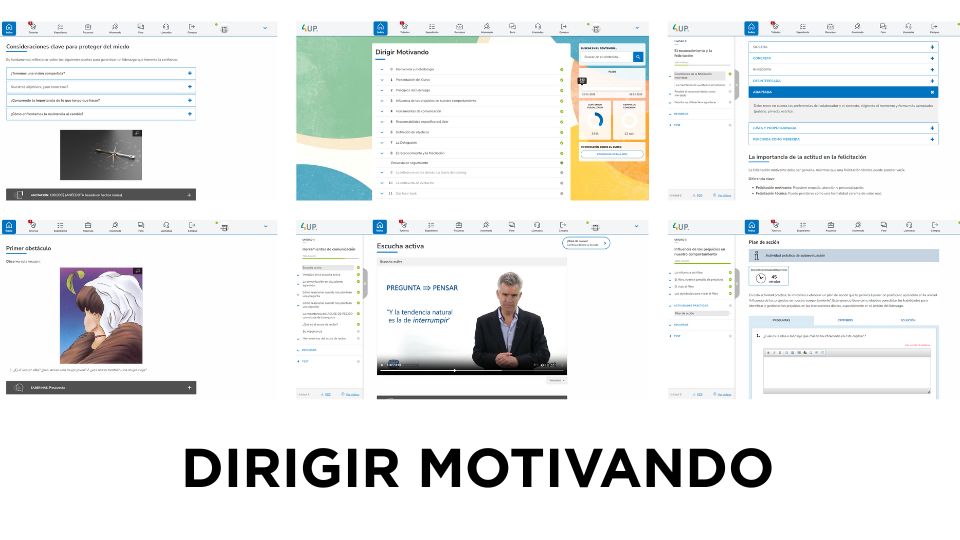 Plataforma educativa con contenido variado del curso Dirigir Motivando, por José Luis Sánchez Ramade.